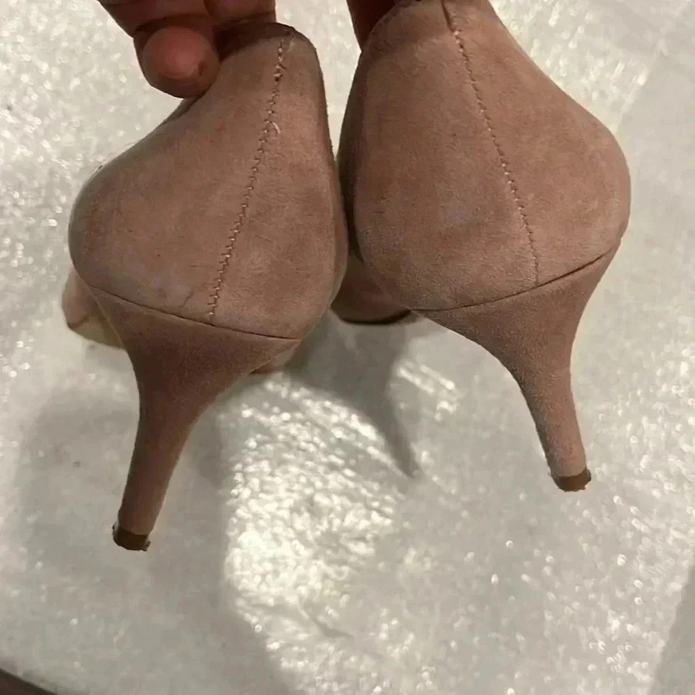 [US7.5/EU37.5]Vince Camuto Tanela Blush Pink Suede  Pointed Toe Pump 3”Heels - Picture 5 of 8